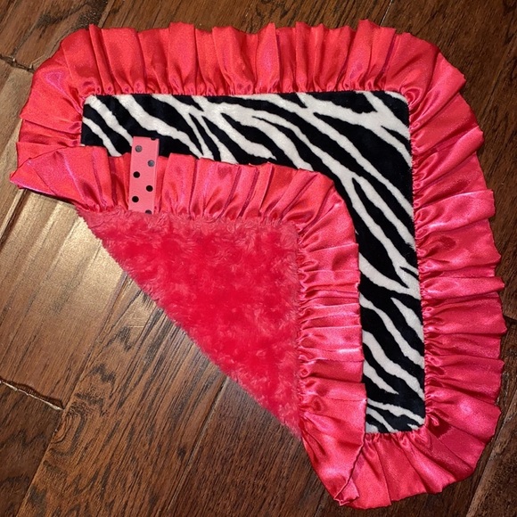 Little Yellow Chick pink zebra soft lovey blanket - Picture 12 of 14